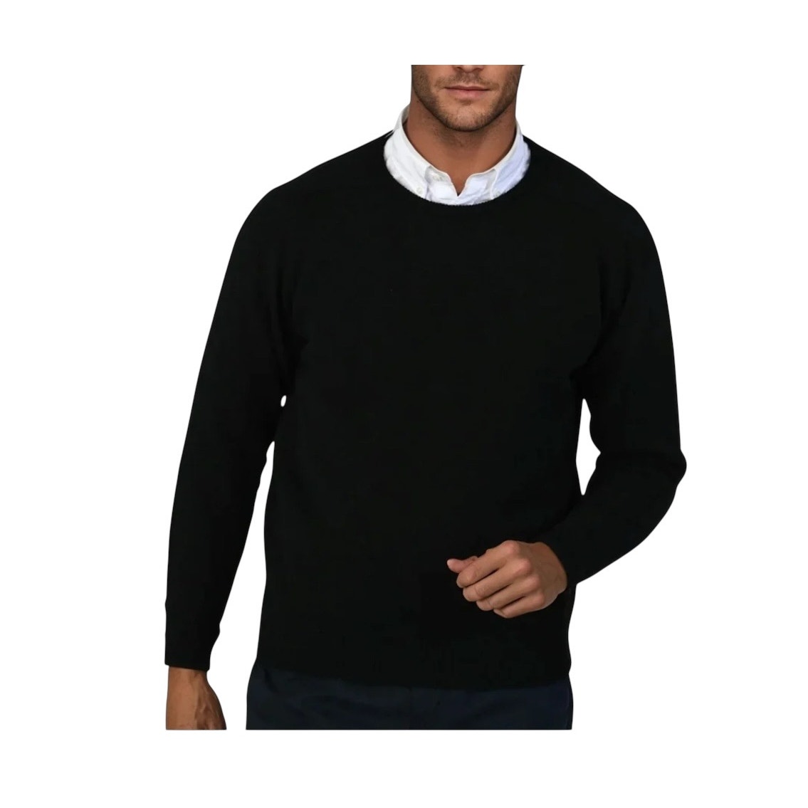 Piombo Men's Lambs Wool Crew Neck Pullover Sweater Long Sleeve Black Size Xl Nwt